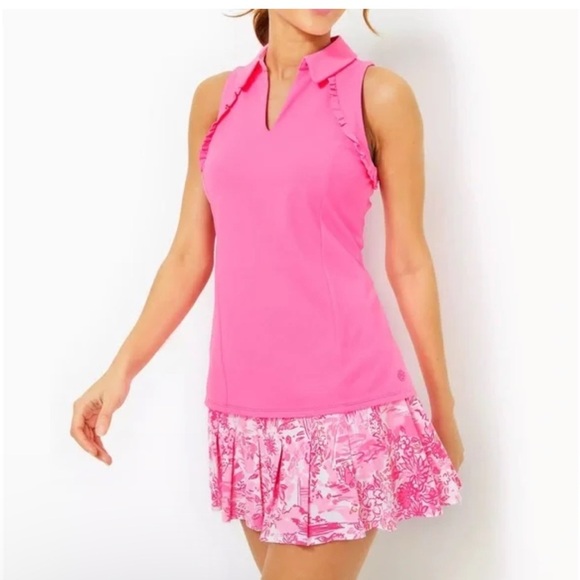 Lilly Pulitzer UPF 50+ Luxletic Annora Skort Peony Pink Seaside Scene large NWT - Picture 2 of 11